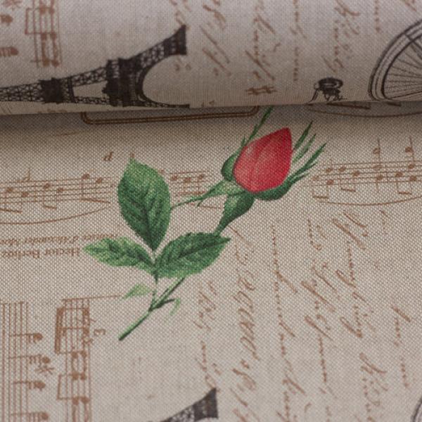 Dekodruck Noten/Schriften/Parismotive auf Natur by Swafing